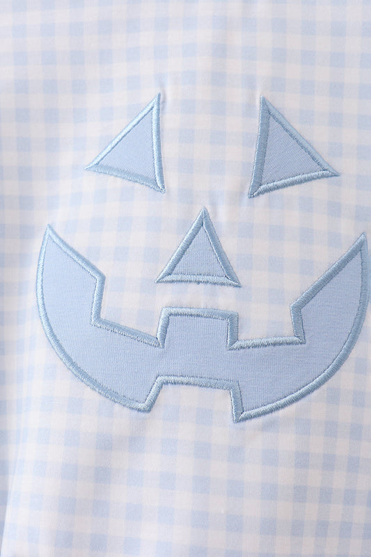 Blue Jack-O-Lantern Applique Bubble