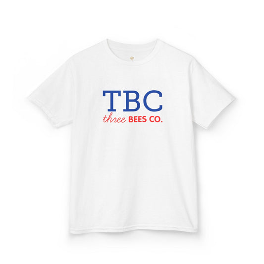 Kids Heavy Cotton Gildan Three Bees Co. in Blue and Red Hive Tee