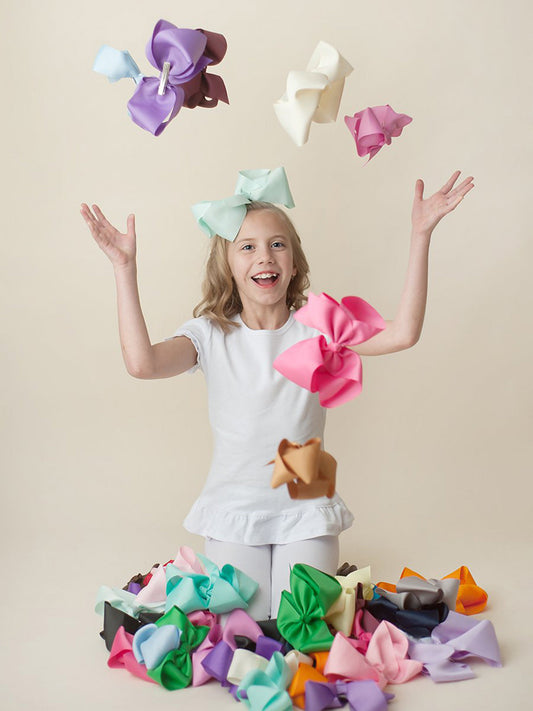 Boutique Solid Grosgrain Hair Bows – 38 Colors | 4", 6" & 8" | Alligator Clip | Girls & Toddlers