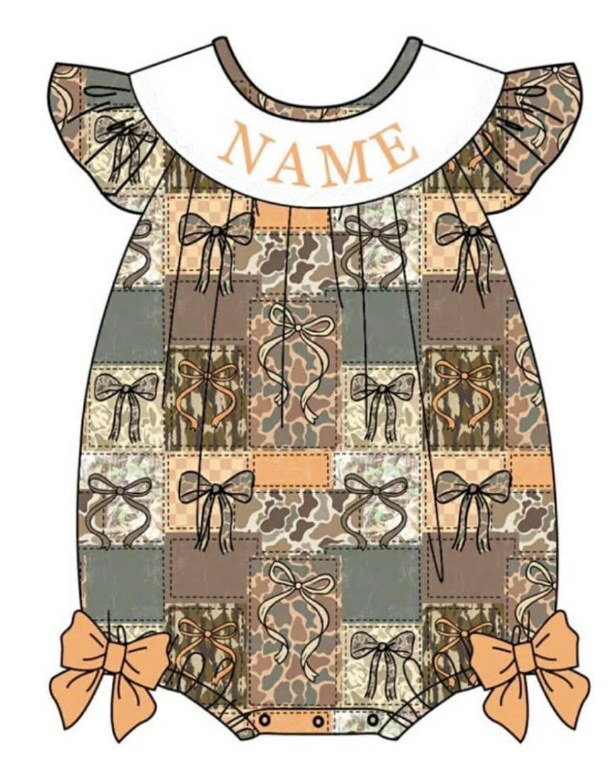PO- CUSTOM Camo Bow Patchwork Bubble