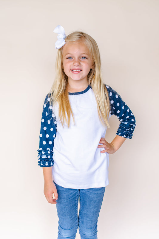 ARB Outlet | Girl's Polka Dot Triple Ruffle Raglan