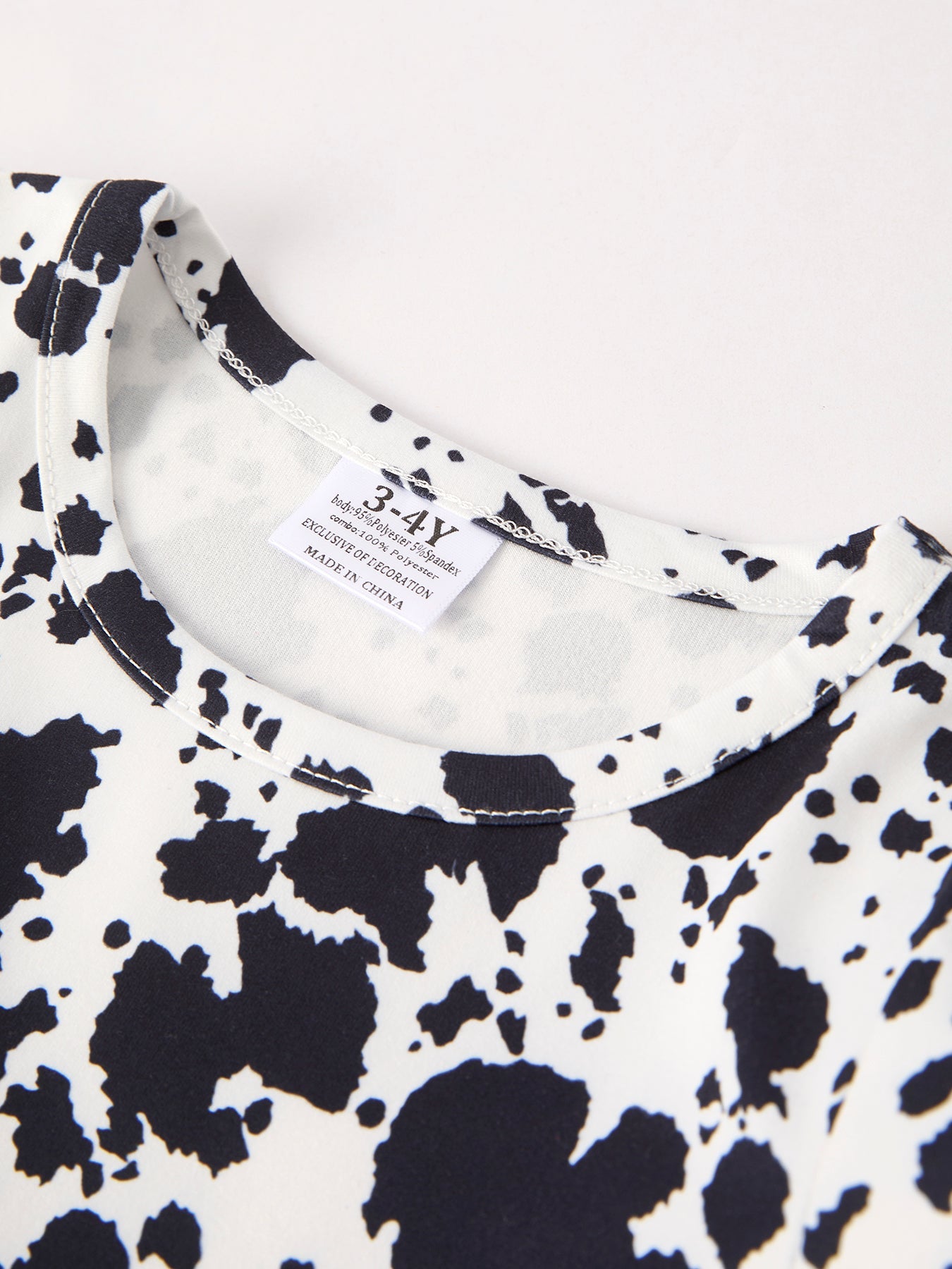 Autumn Cow Pattern Girls Long Sleeve Dress