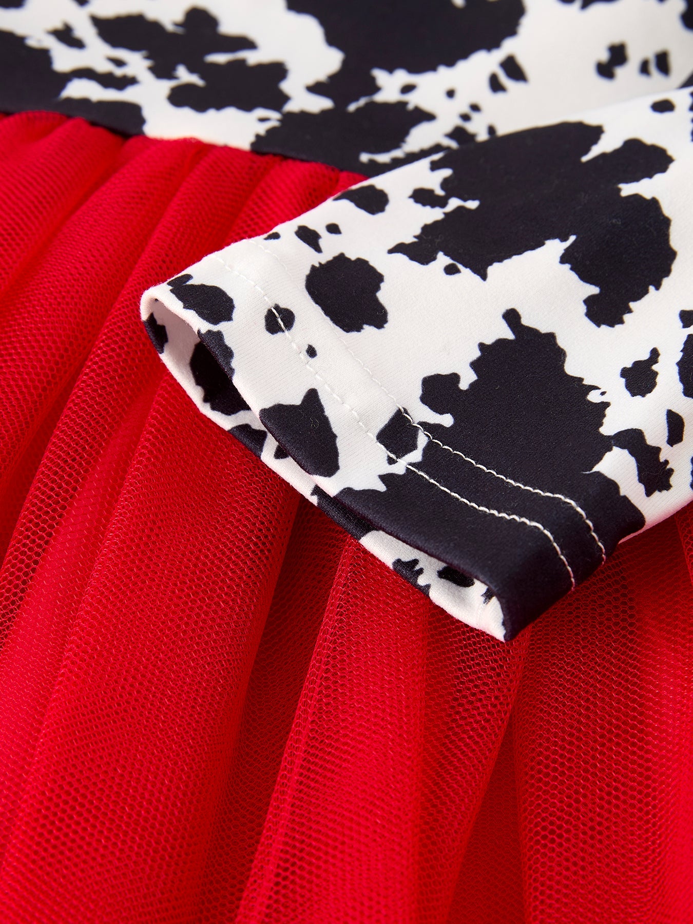 Autumn Cow Pattern Girls Long Sleeve Dress