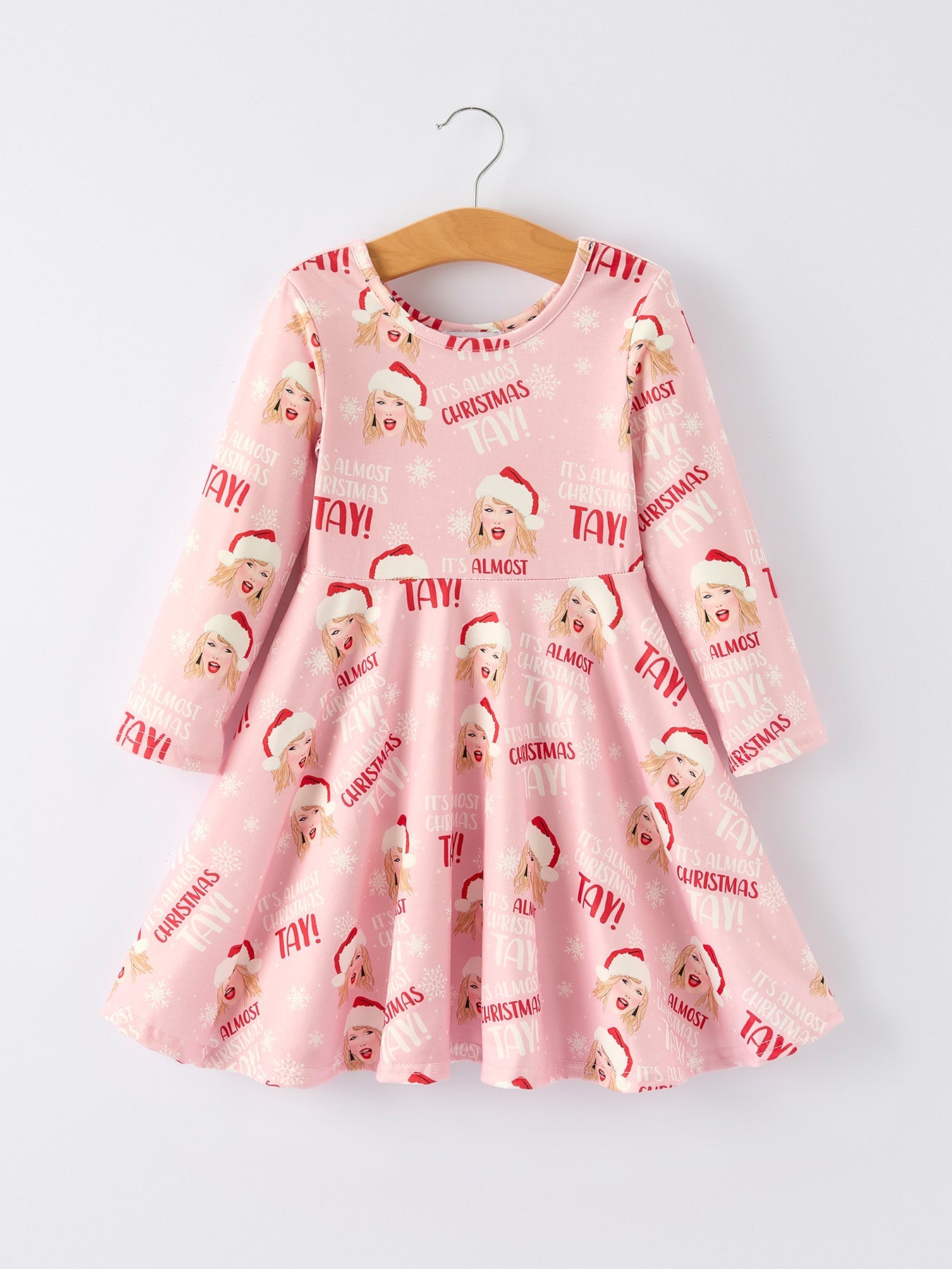 Christmas Ts Twirly Print Girls Milk Silk Dress