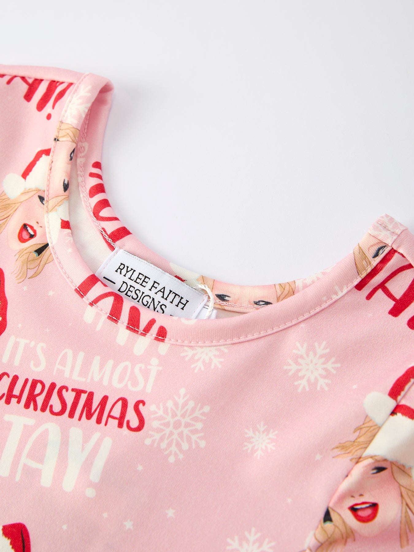 Christmas Ts Twirly Print Girls Milk Silk Dress