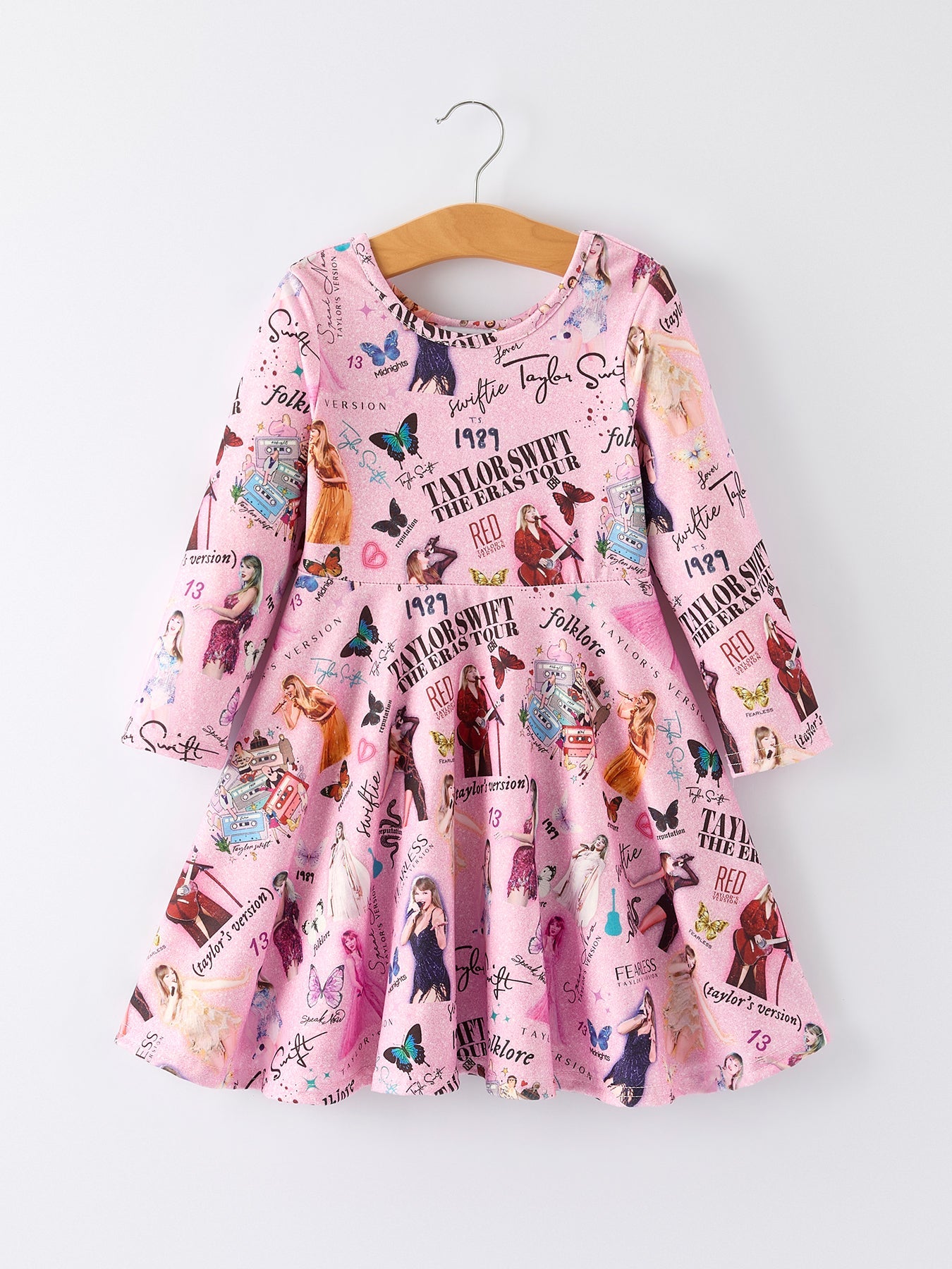 Christmas Ts Twirly Print Girls Milk Silk Dress:Musical Journey in Style