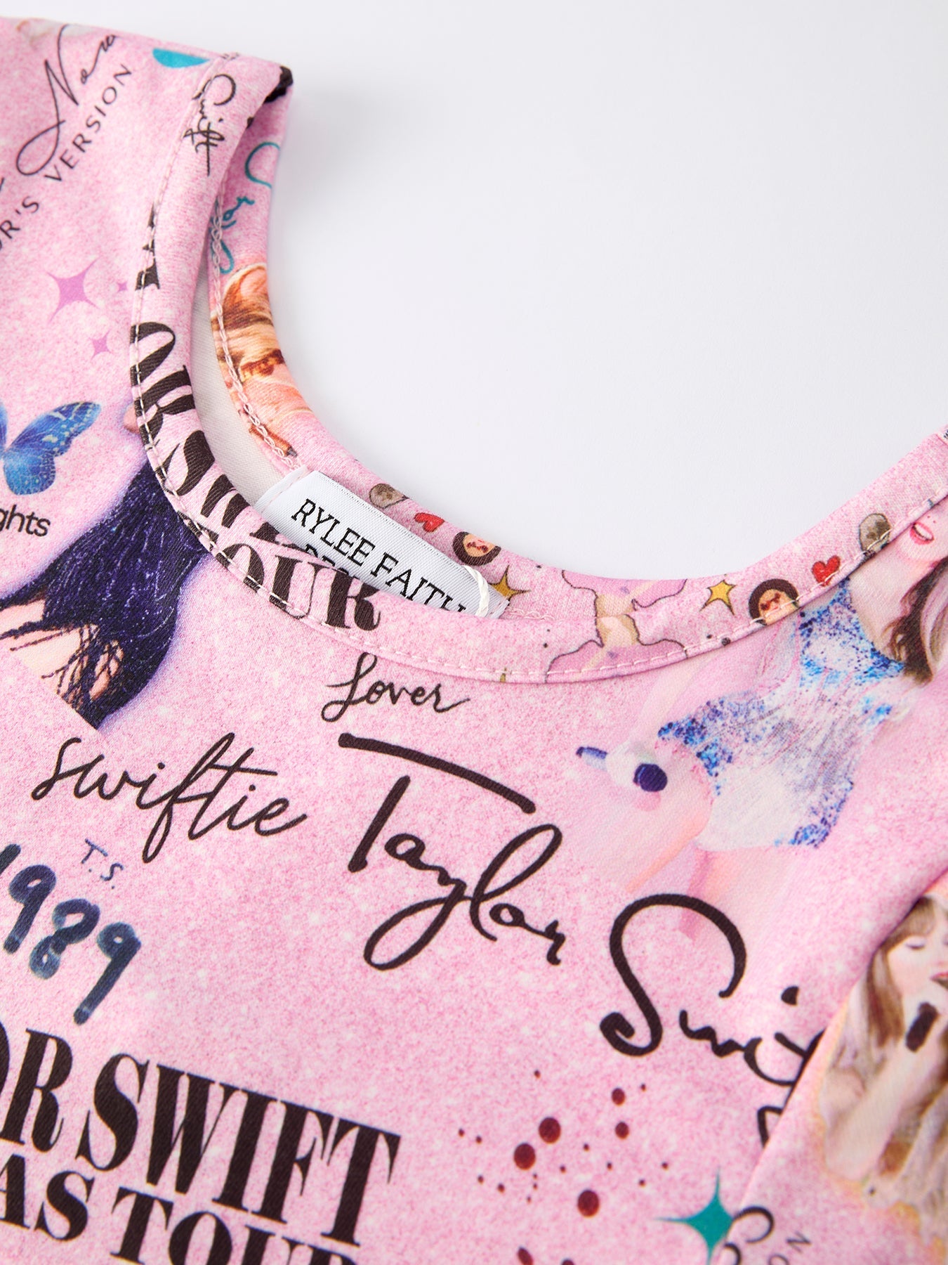 Christmas Ts Twirly Print Girls Milk Silk Dress:Musical Journey in Style