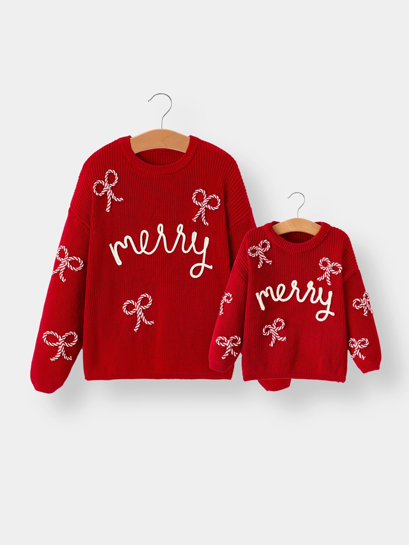 PREORDER Mom and Me Winter Christmas Red "merry" Pullover Sweater