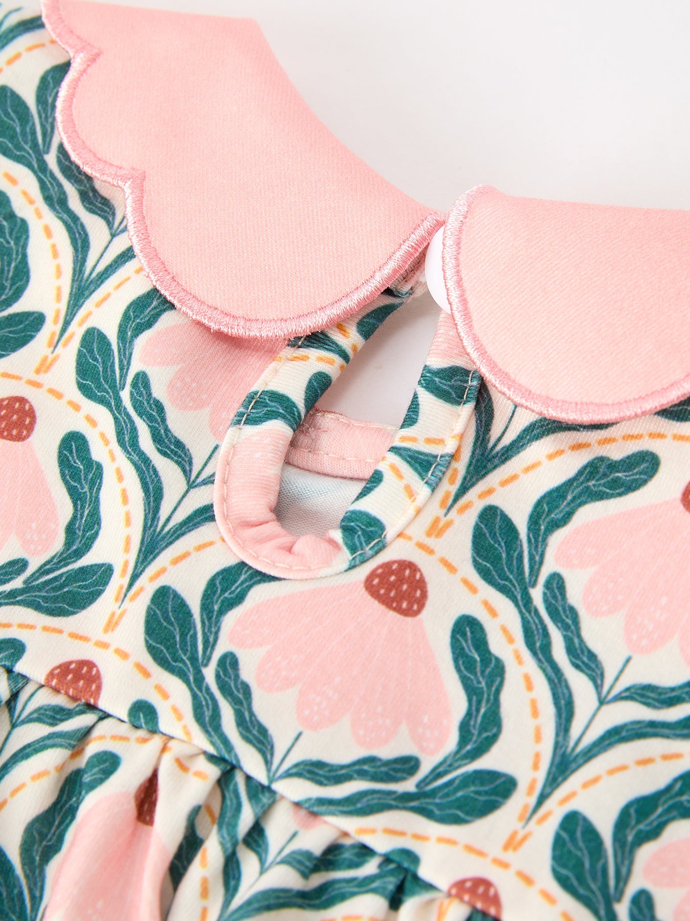 Fall Geometric Floral Baby Romper Petals Collar Smocked