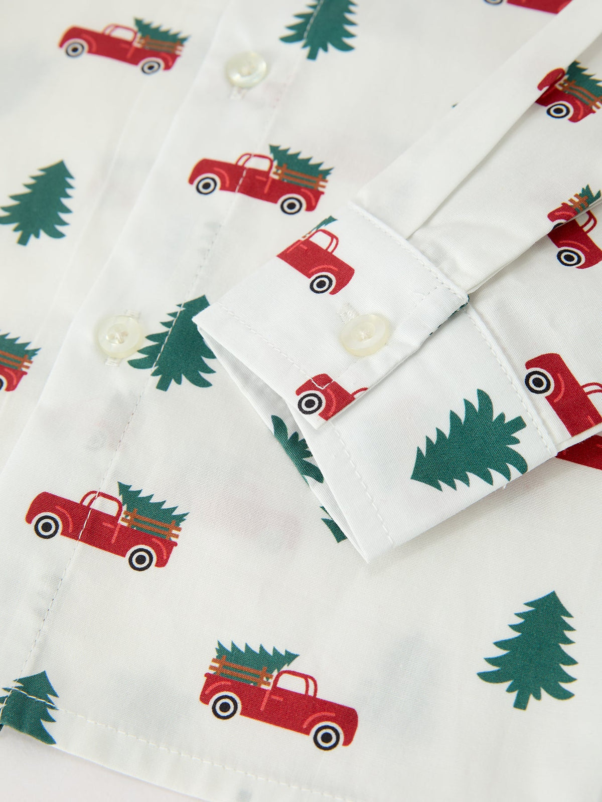 Christmas Boys Christmas Tree Truck Print Shirt & Red Suspender Pants Set