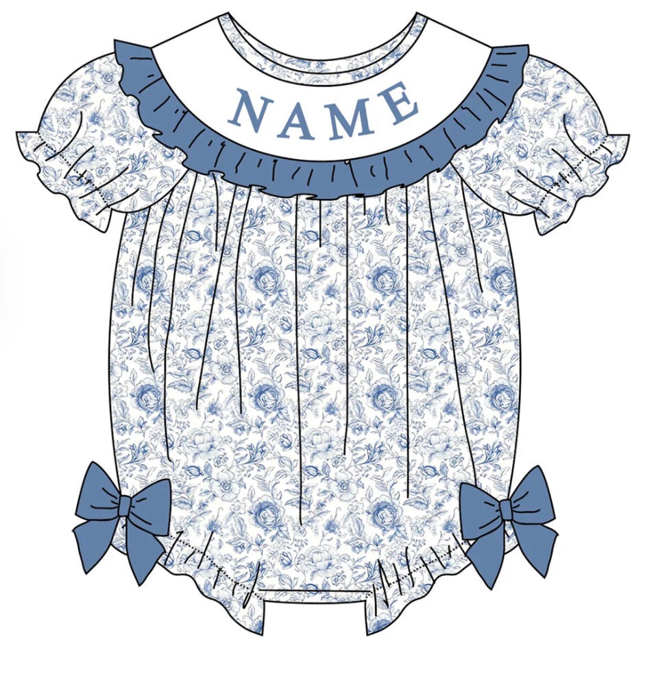 PO- CUSTOM Blue Toile Floral Bubble