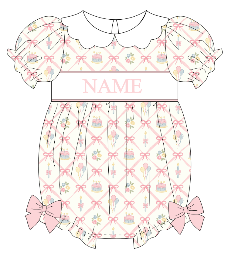 PO- CUSTOM SCALLOPED COLLAR Little Wishes Smocked Birthday Bubble