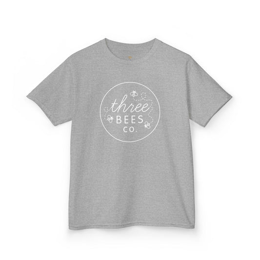 Kids Heavy Cotton Gildan Three Bees Classic Logo in White Hive Tee