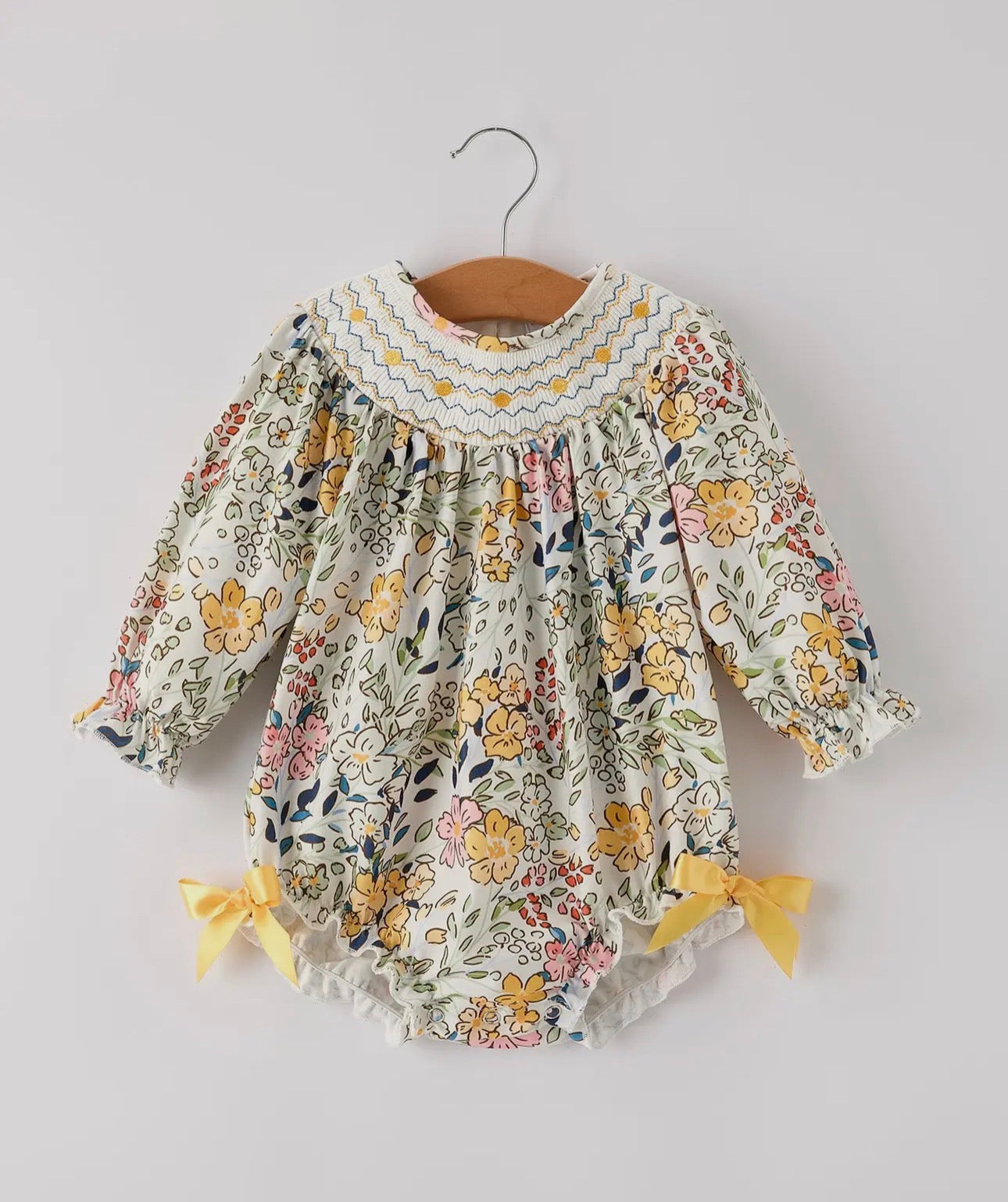 RTS- fall floral smocked bubble