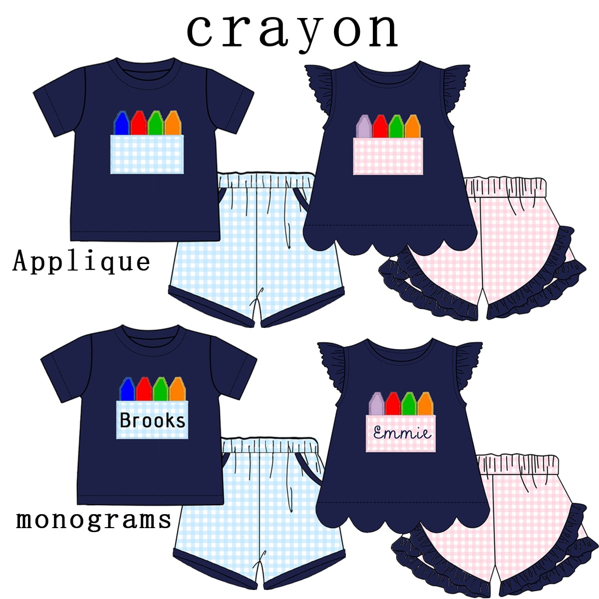 PO- Back to School Crayon Monogram Sets