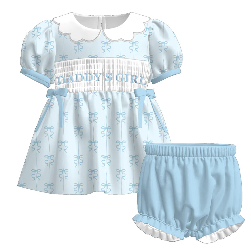 PO- Daddy's Girl Blue Bows Bloomer Set