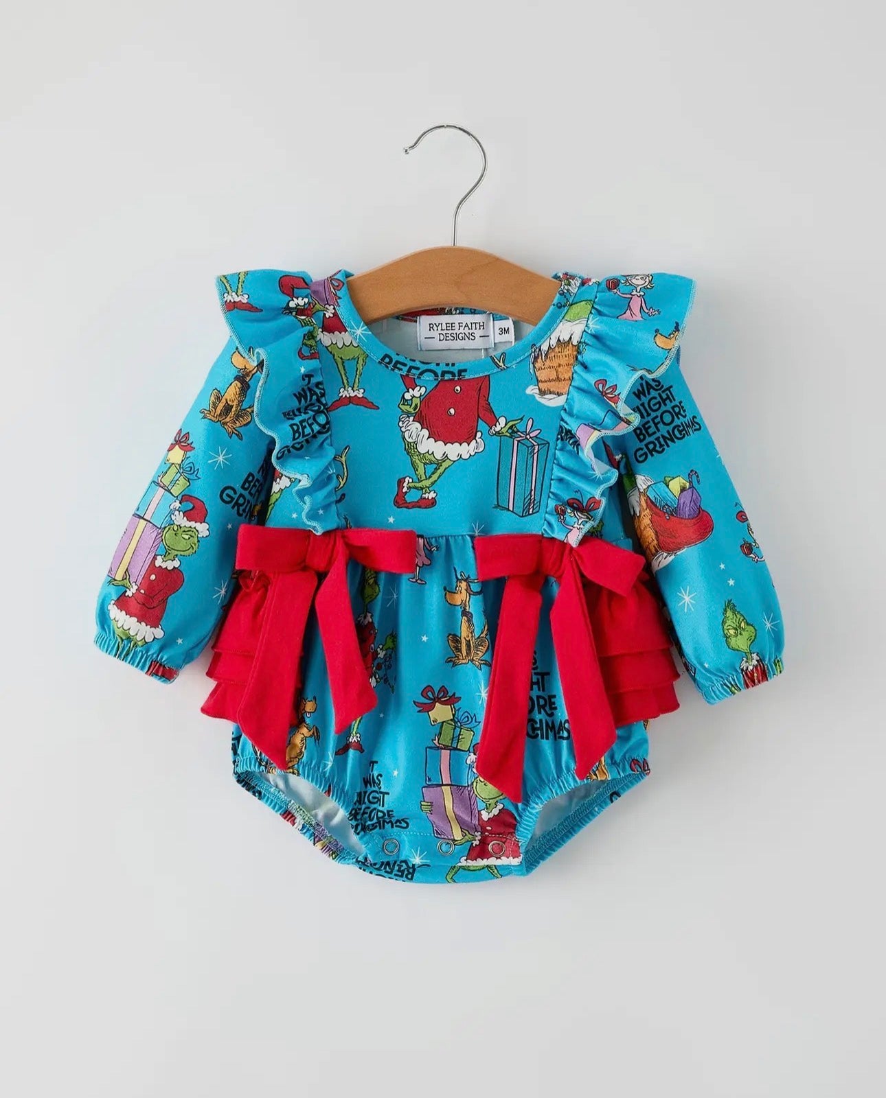 RTS- Blue Christmas Character Bubble with Bows