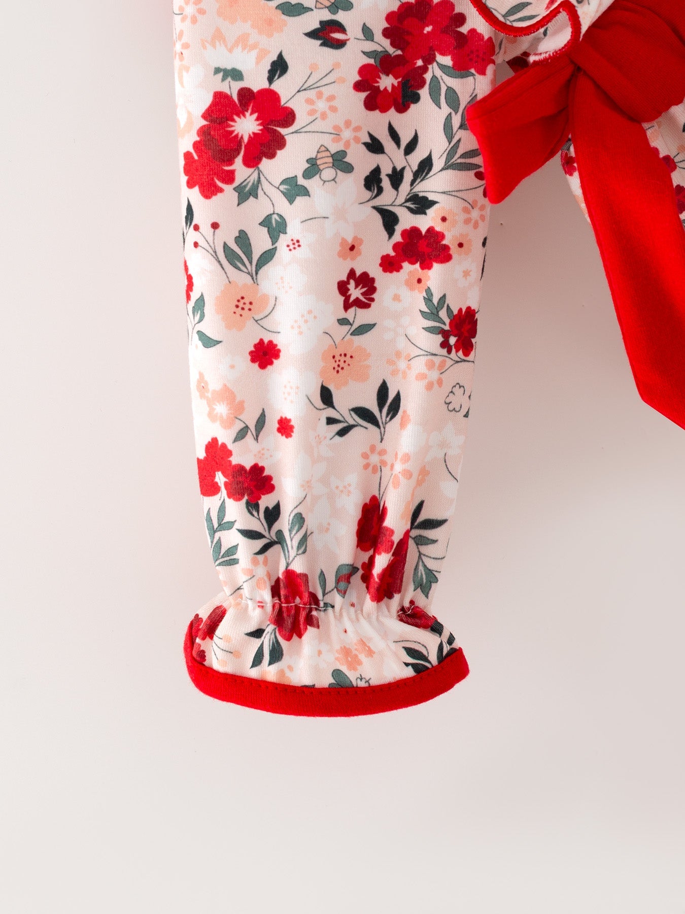 Fall Floral Baby Girl Romper Ruffle Bow Long Sleeve