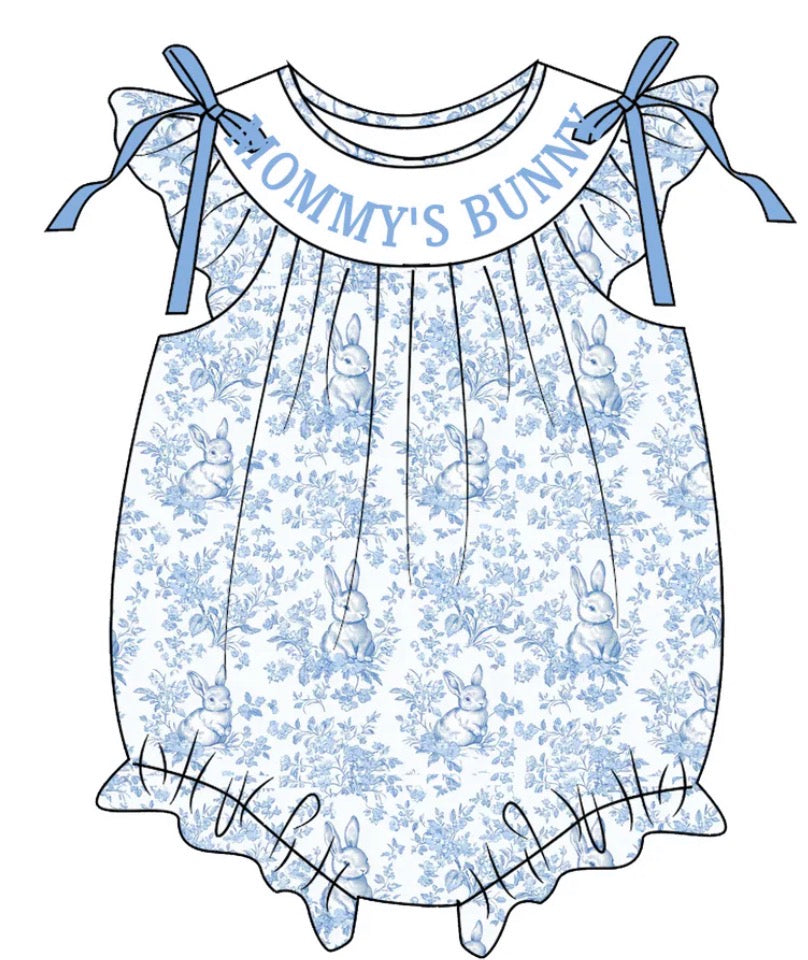 PO- EASTER BUNNY TOILE SMOCKED BUBBLE