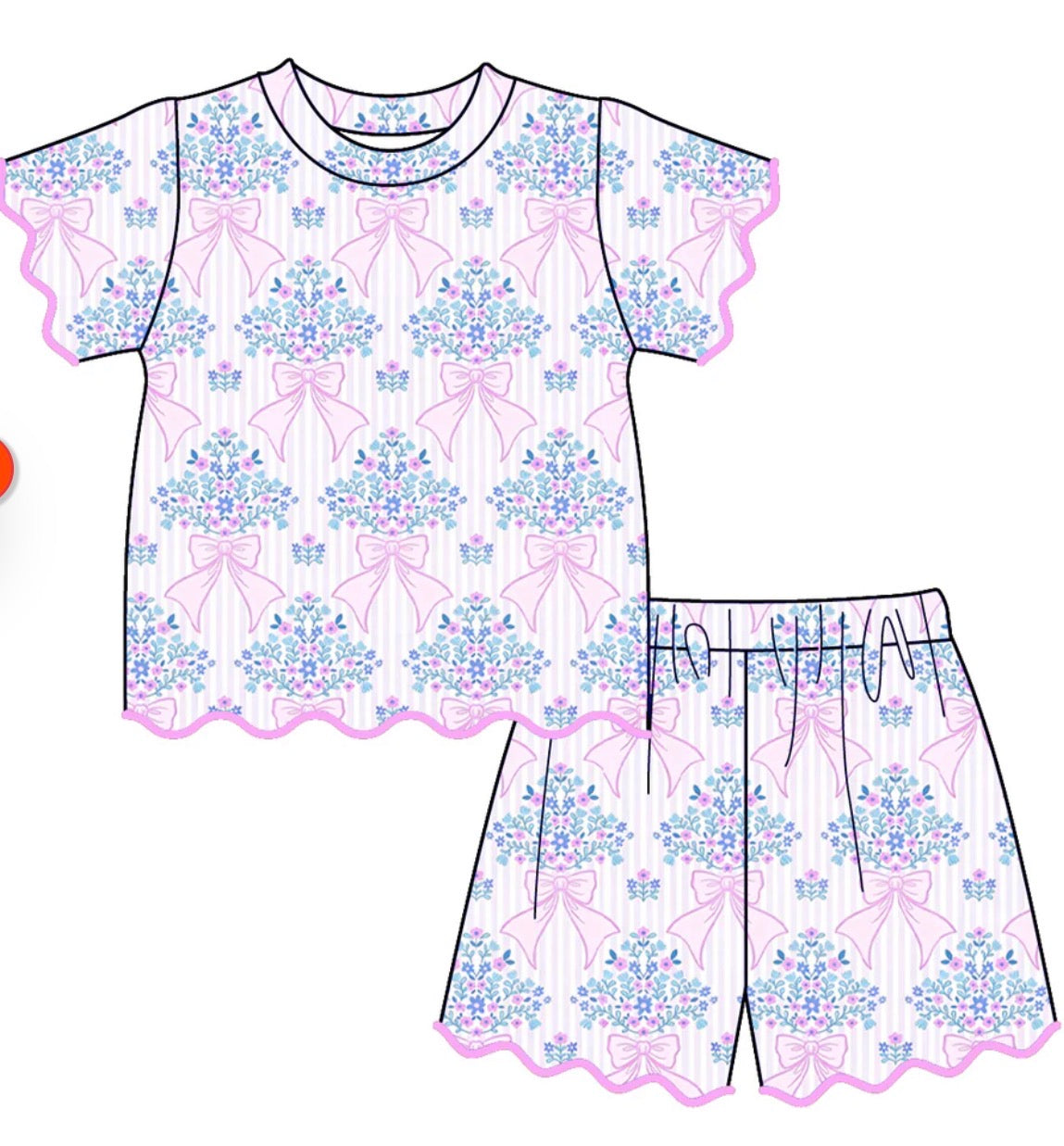 PO- Belles & Blossoms Darling Scalloped Shorts Set