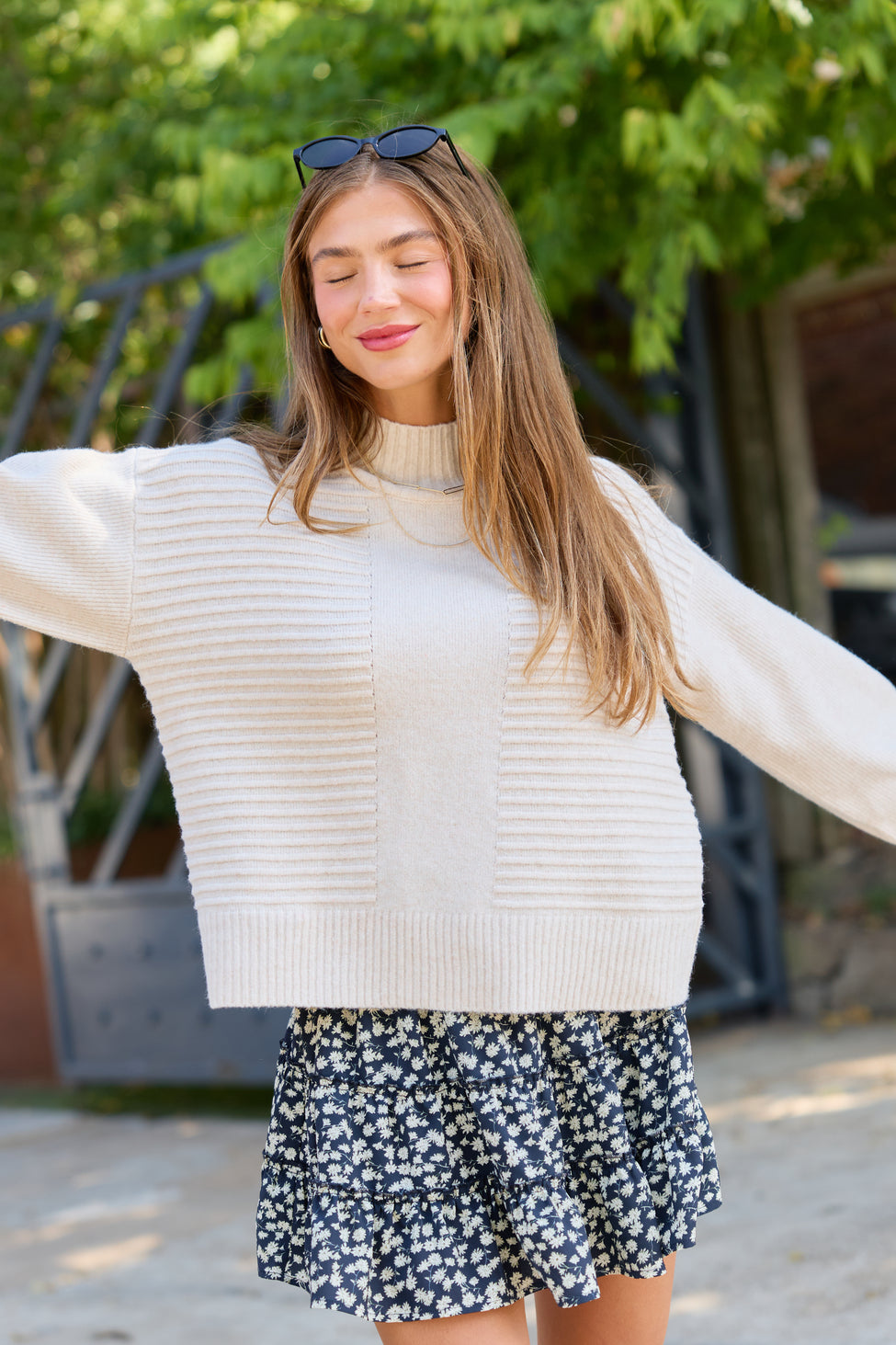 Quiet Comfort Ribbed Mock Neck Sweater - Oatmeal