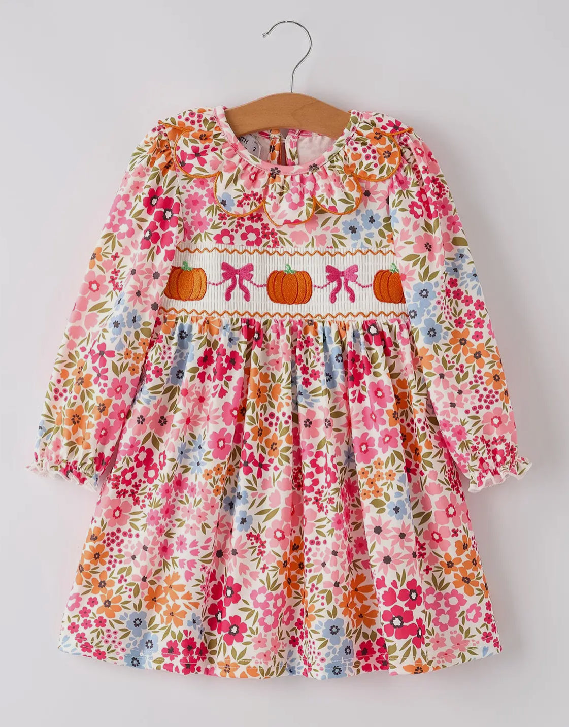 RTS- Smocked Pumpkin Floral Dress