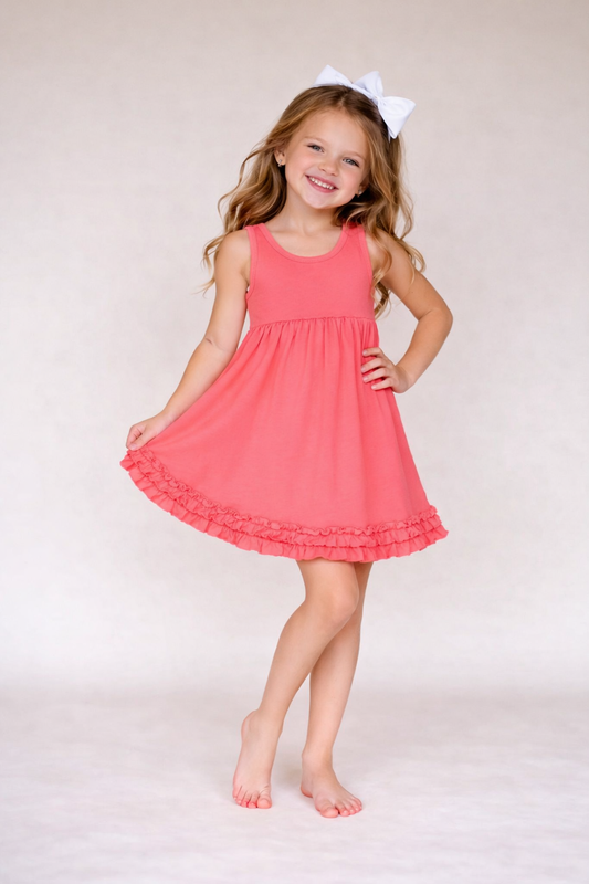 Girl's Tank Empire Waist Dress – Cotton Blank for Embroidery & Boutique | 3 Colors | Sizes 12M–10