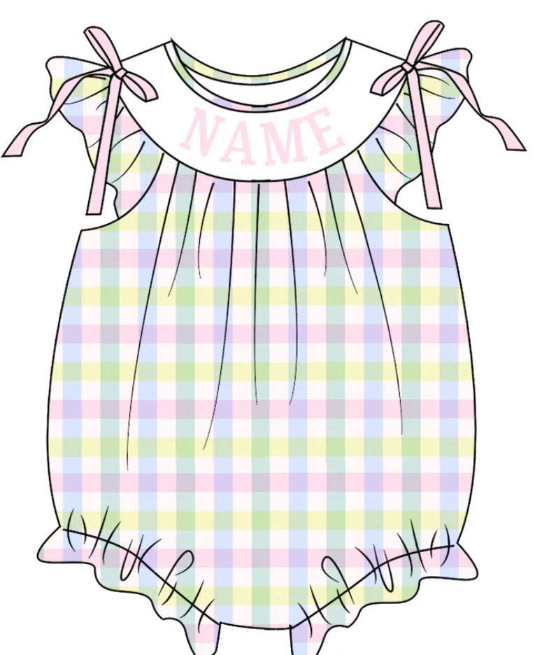 PO- CUSTOM PASTEL PLAID SMOCKED BUBBLE