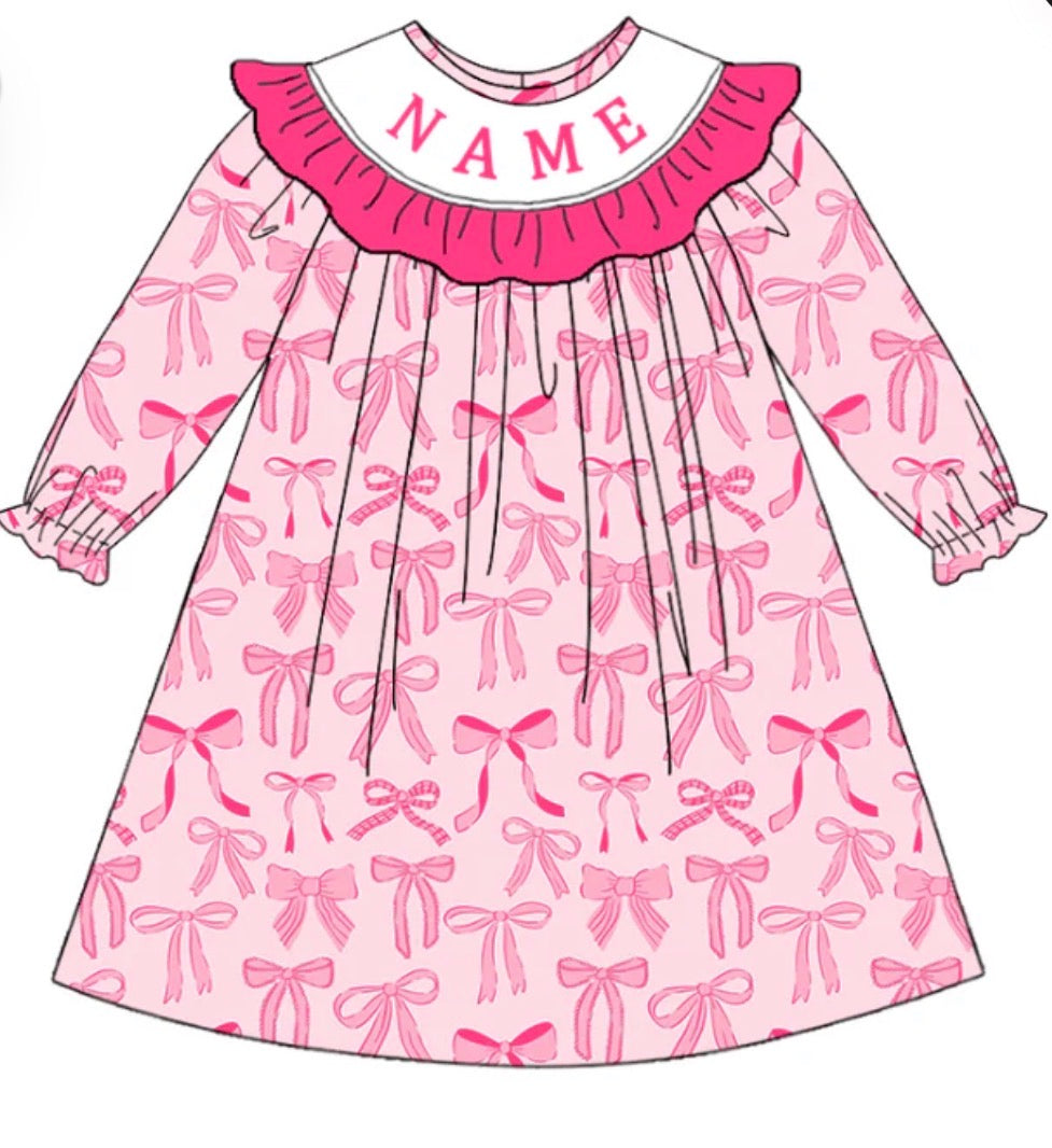 PO- CUSTOM Birthday Girl Pink Ribbon Dress