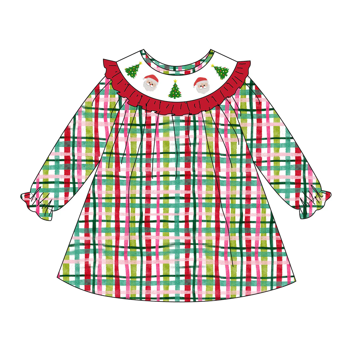 PO- Santa's Sweet Plaid Dress