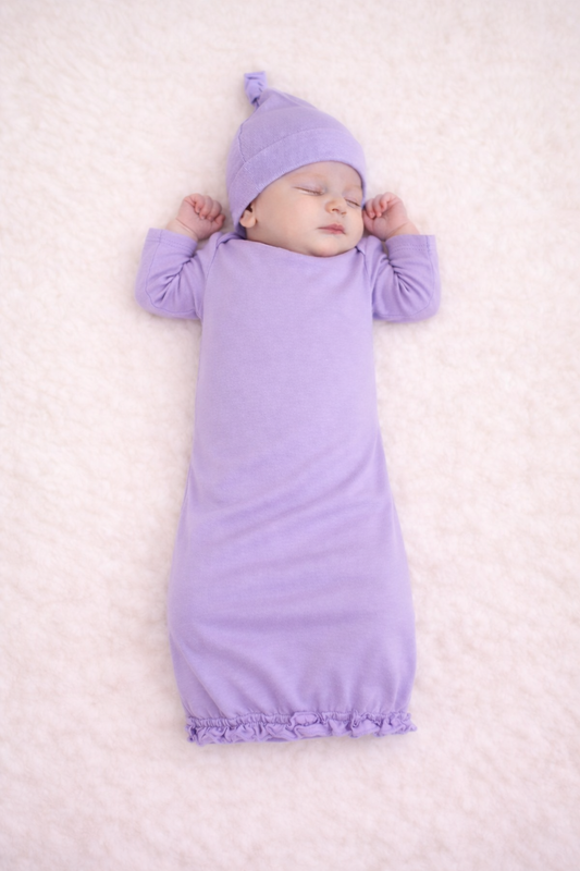 Ruffle Long Sleeve Baby Gown -- 100% Cotton Blank for Embroidery & Boutique | 8 Colors | Hidden Zipper | 0-3M