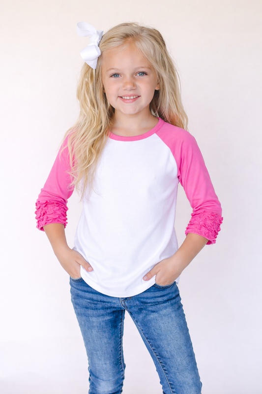 ARB Outlet | Girl's Solid Triple Ruffle Raglan