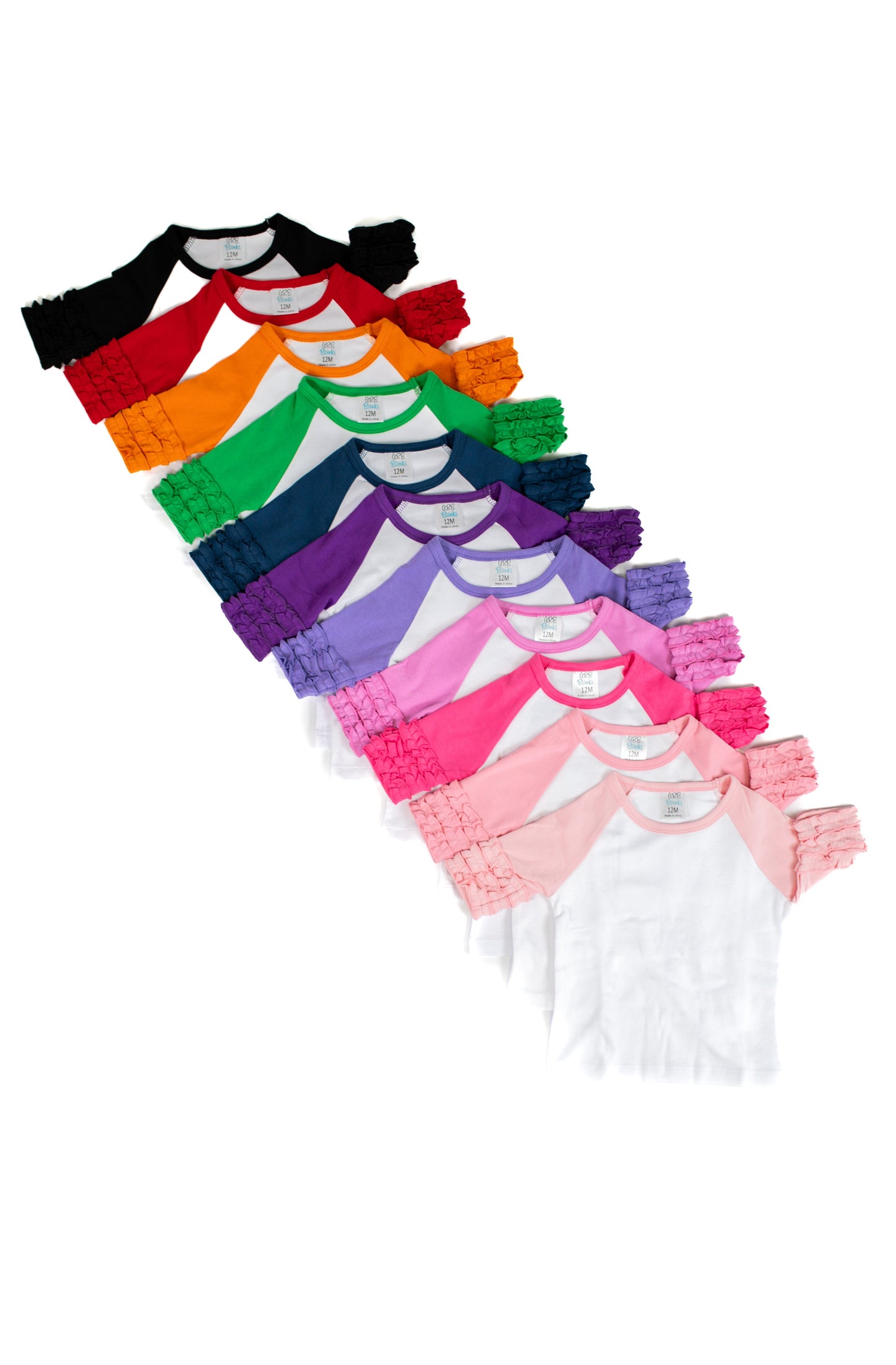 Girl's Solid Triple Ruffle Raglan