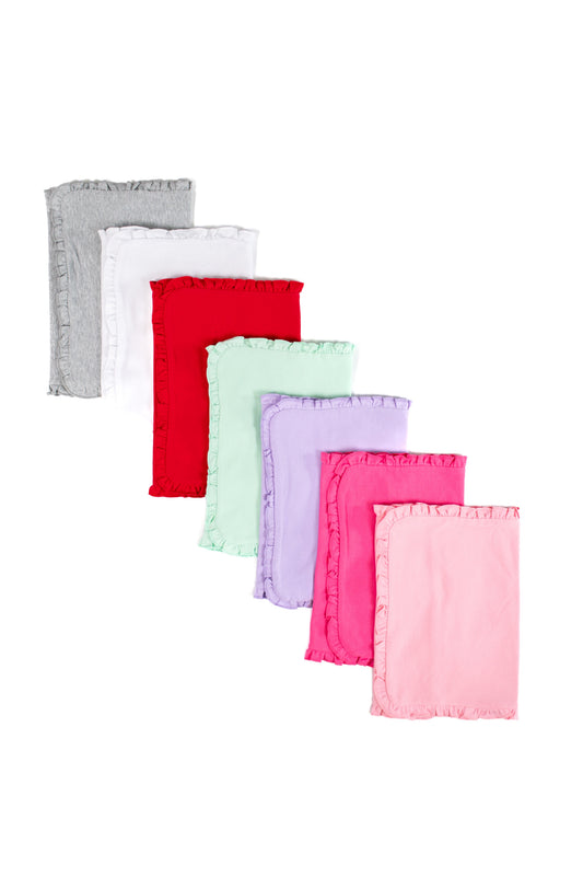 Ruffle Baby Burp Cloth -- Cotton & Chenille Boutique Blank | 7 Colors | Embroidery Ready