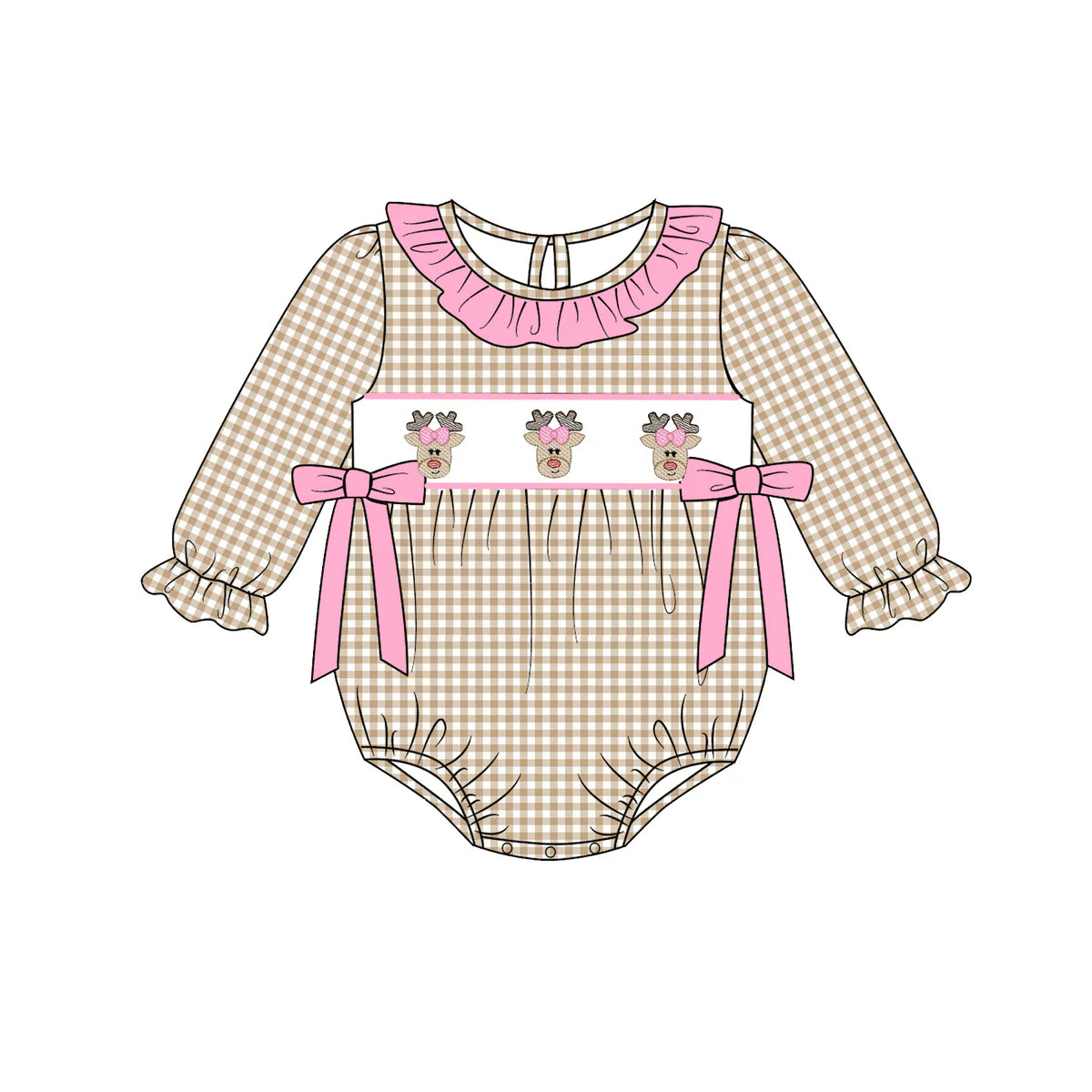 PO- Tan Gingham Reindeer bubble