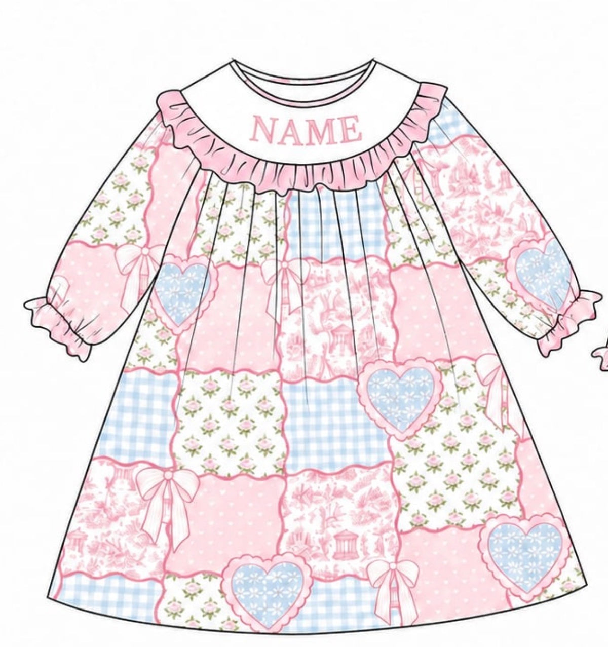 PO- CUSTOM Valentine patchwork dress