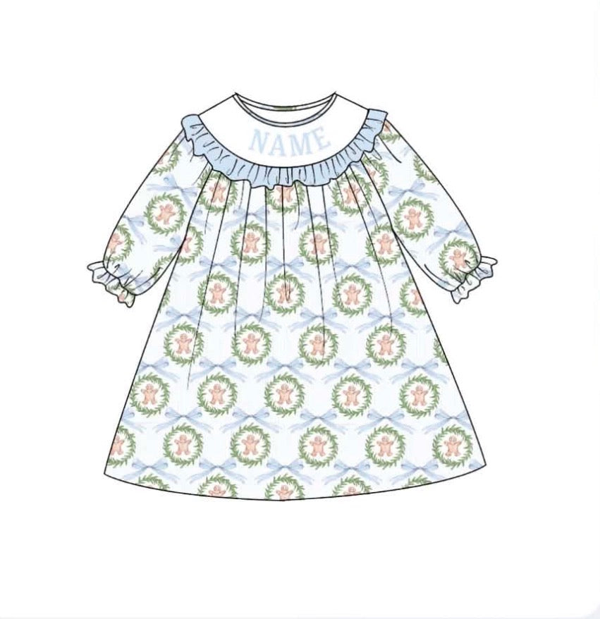 PO- CUSTOM Blue Ribbon Gingerbread Dress