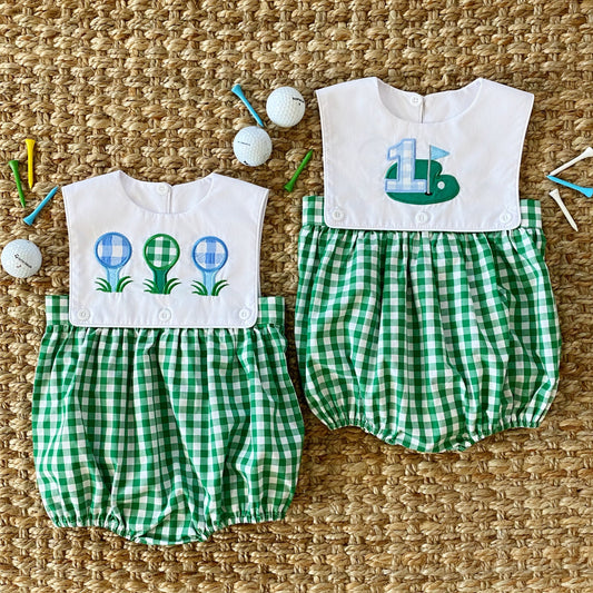 Baby Boy First Birthday Golf Outfit | Hole-In-One Reversible Golf Bubble