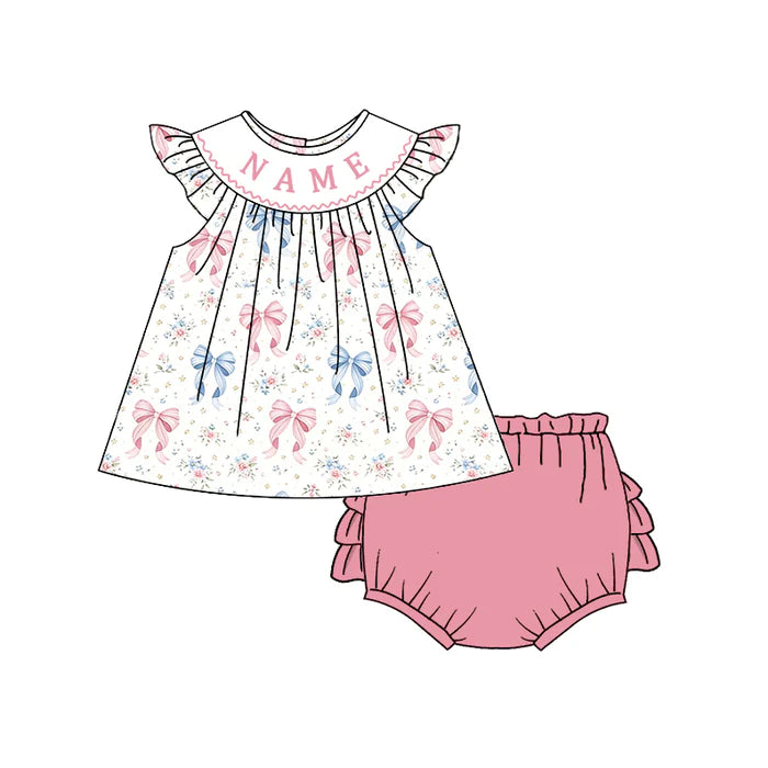 PO-CUSTOM Pink & Blue Bow Bloomer Set