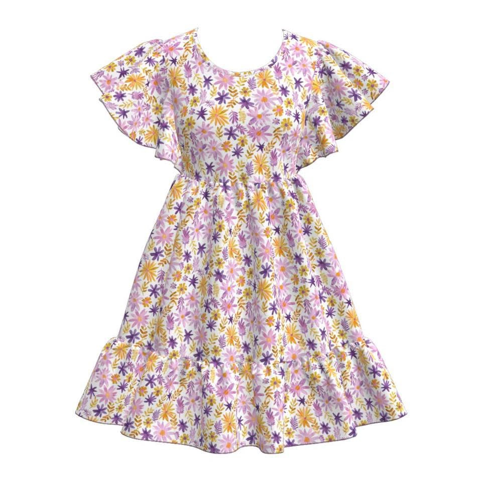 PO- Mommy & Me purple & yellow floral dress