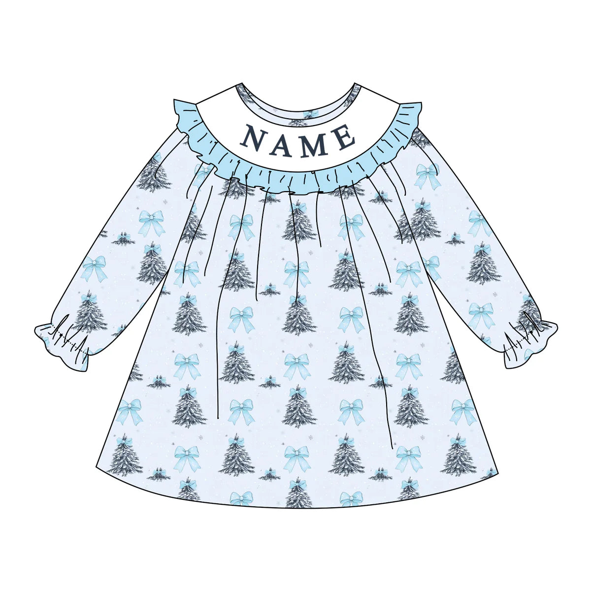 PO- CUSTOM Blue Pine Christmas Dress