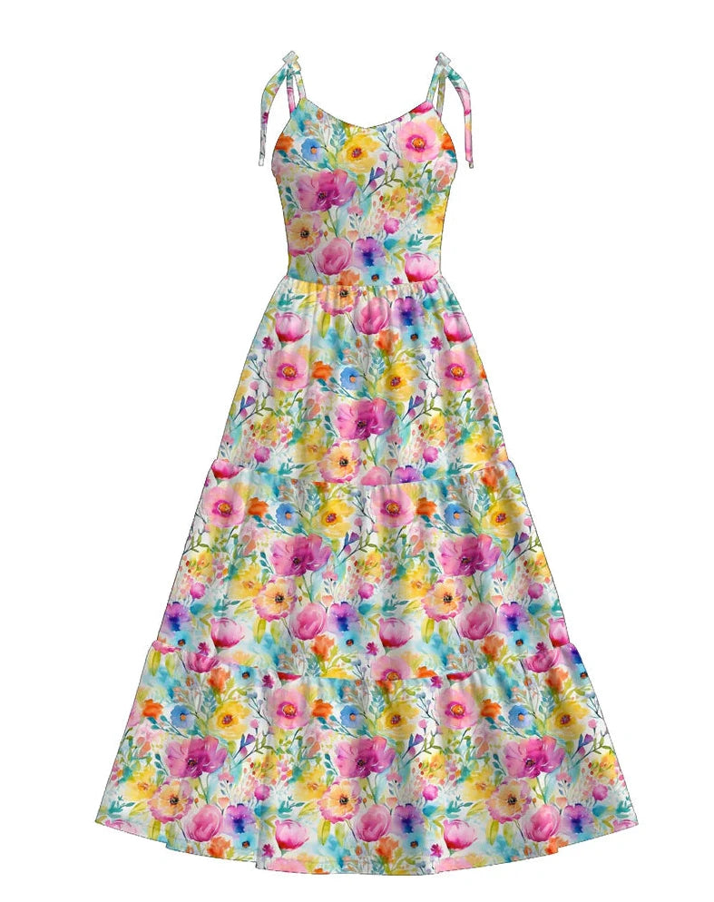 PO- Mommy & Me bright floral strappy dress