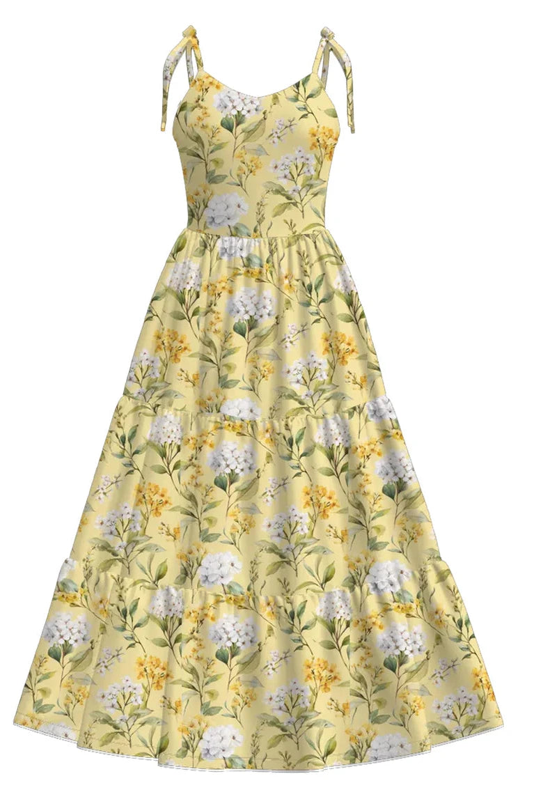 PO- Mommy & Me yellow floral strappy dress