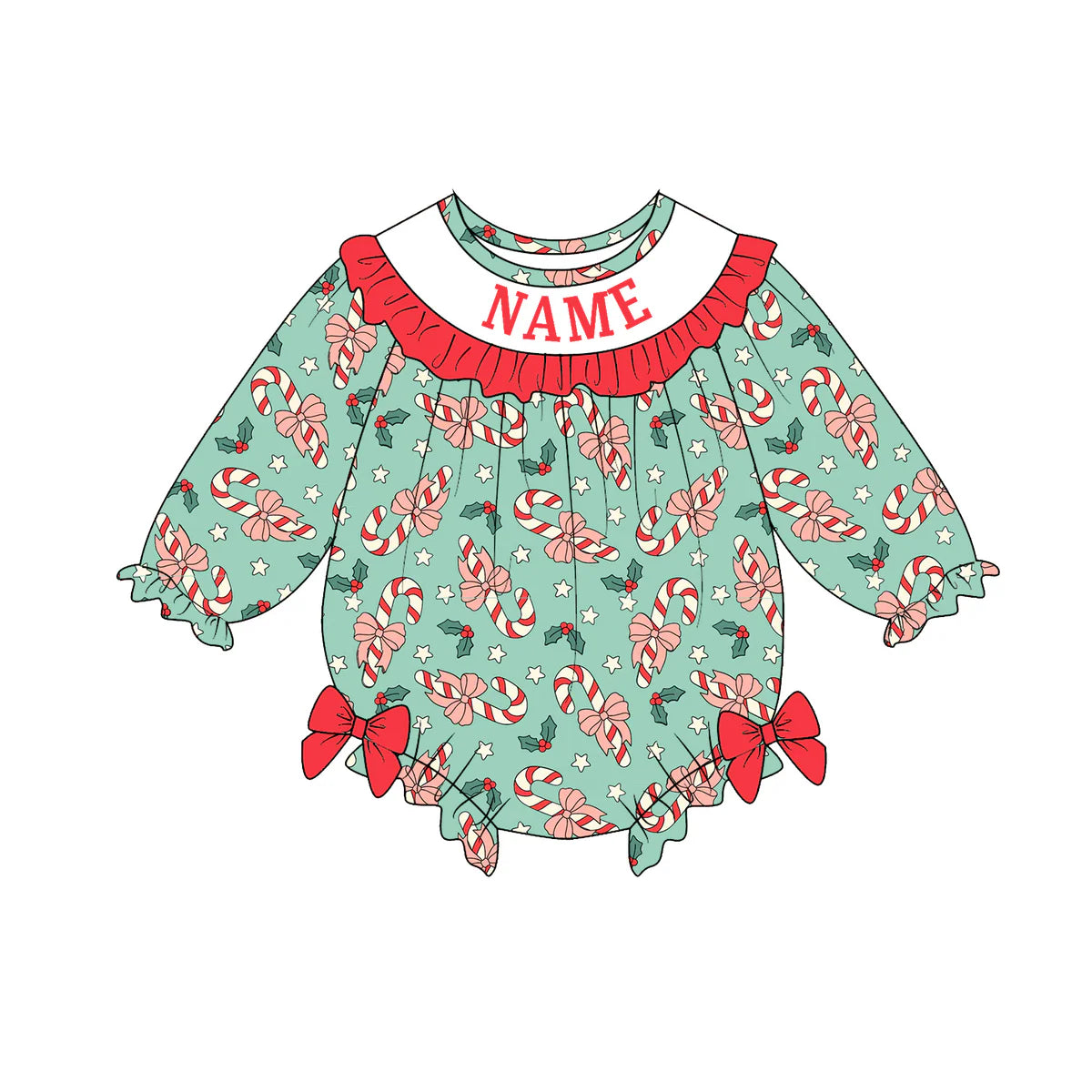 PO- CUSTOM Candy Cane Wishes Romper