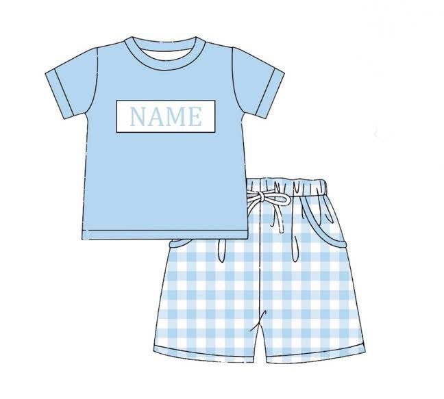 PO- CUSTOM Light Blue Boys Shorts Set
