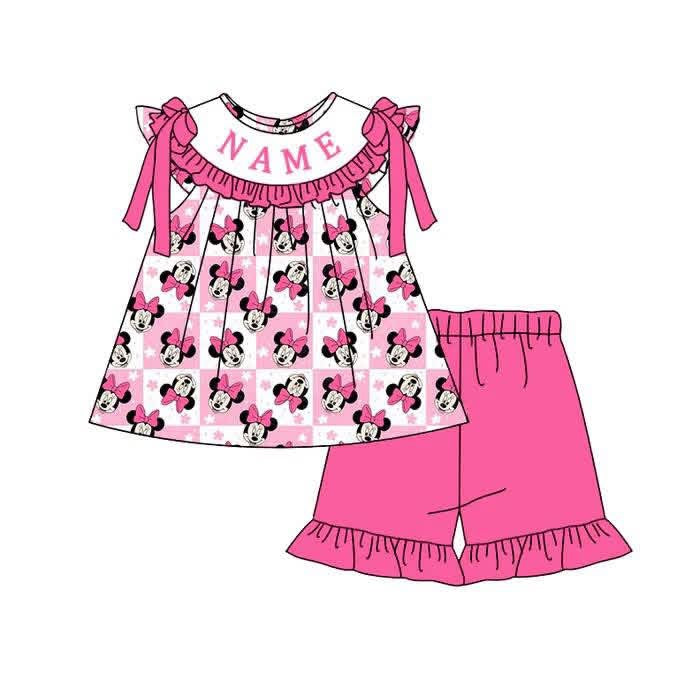 PO- CUSTOM pink picnic shorts set