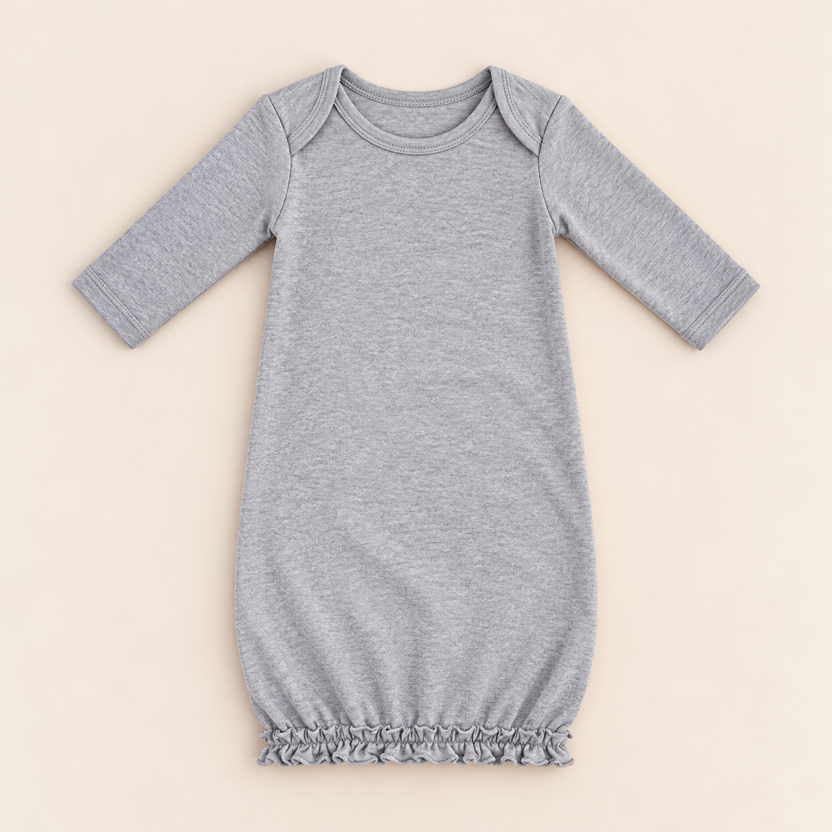 Ruffle Long Sleeve Baby Gown -- 100% Cotton Blank for Embroidery & Boutique | 8 Colors | Hidden Zipper | 0-3M