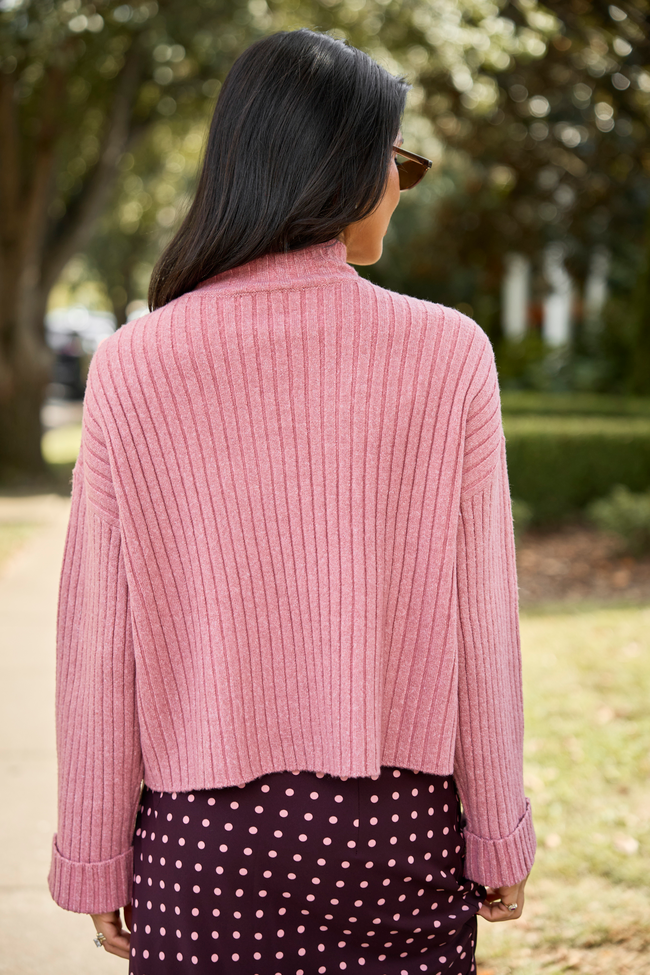Polished & Pretty Mauve Mock Neck Sweater
