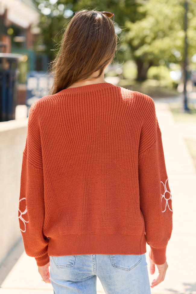 Hold My Hand Floral Rust Sweater