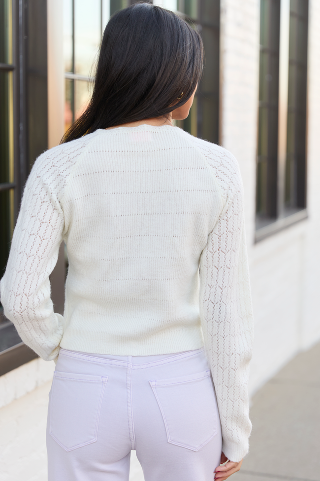 Pheobe Ivory Pointelle Cardigan Top SALE